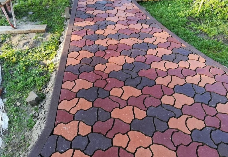 укладка тротуарной плитки сложной формы