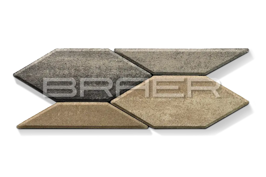 Плитка тротуарная BRAER (БРАЕР) Карат, Color Mix "Миндаль", 80мм 