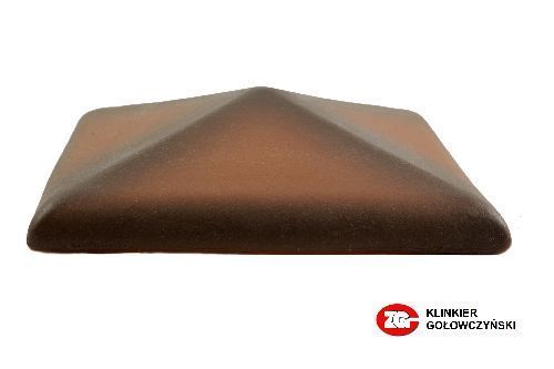 Керамический клинкерный колпак на заборный столб 1х1 кирпича, ZG Clinker, C30, каштановый, 250х250 (300х300) мм 