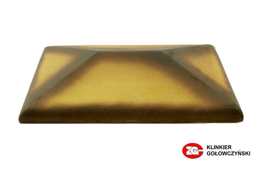 Керамический клинкерный колпак на заборный столб 1х1,5 кирпича, ZG Clinker, CP, желтый тушевой, 250х380 (300х425) мм