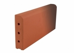 Клинкерный бортовой бордюрный камень ZG Clinker, KR, красный пестрый, 305х130х37мм
