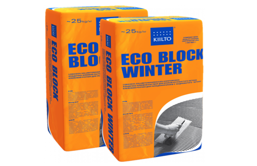 Клей для газобетонных блоков KIILTO ECO BLOCK WINTER, зимний, 25кг