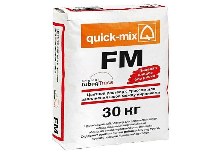 Раствор для расшивки швов с трассом Quick-mix, цветной (ЦВЕТ НА ВЫБОР), цементная основа, мешок 30 кг