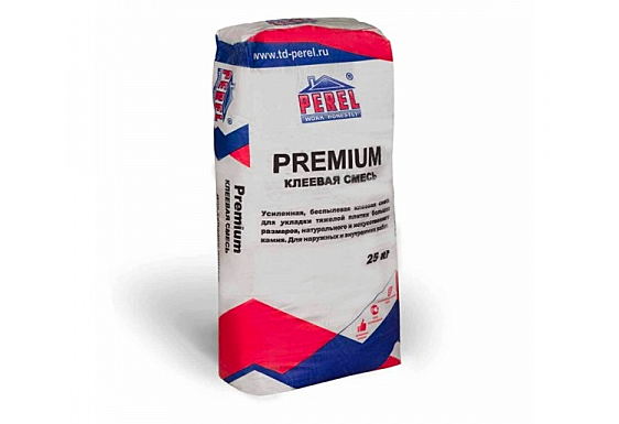 Клей Perel Premium усиленный, беспылевой для тяжелой плитки, цементный, мешок 25 кг