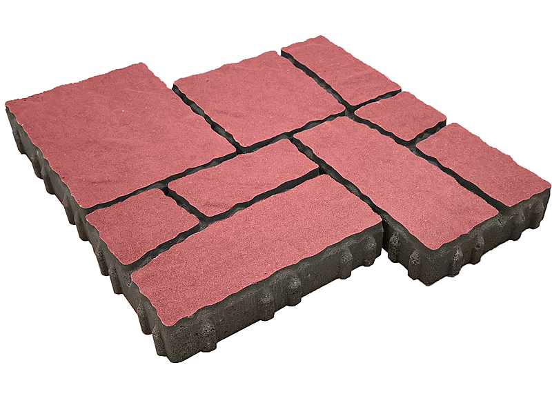 Тротуарная плитка "ЛИДЕР 40" Дворцовый камень, Ярко-красный, 60мм 