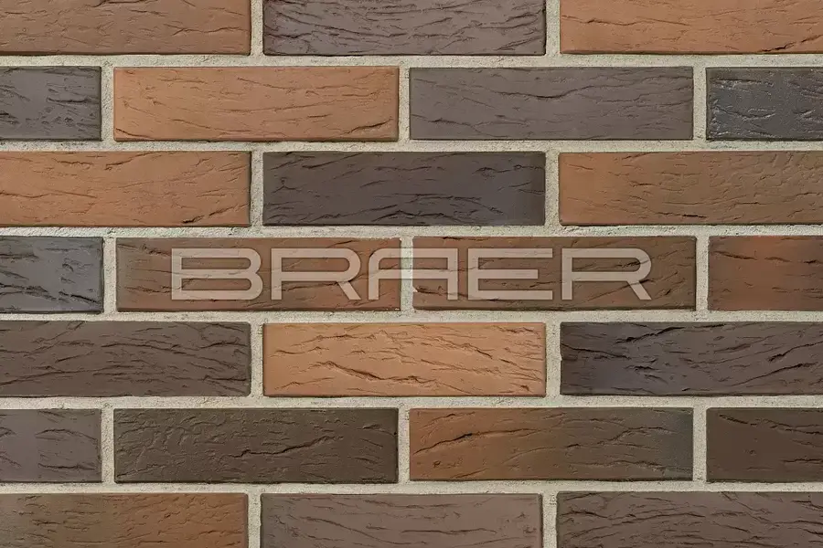 Керамический облицовочный кирпич BRAER (БРАЕР) пустотелый, Баварская кладка, ГЛОССА РИФ, 250х120х65 мм