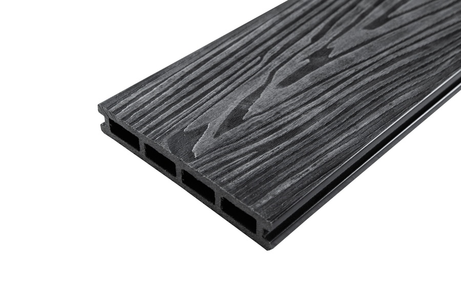 Террасная доска ДПК Grand Line 150х25мм 3D Wood Винтаж, графит 6м (БШТ)