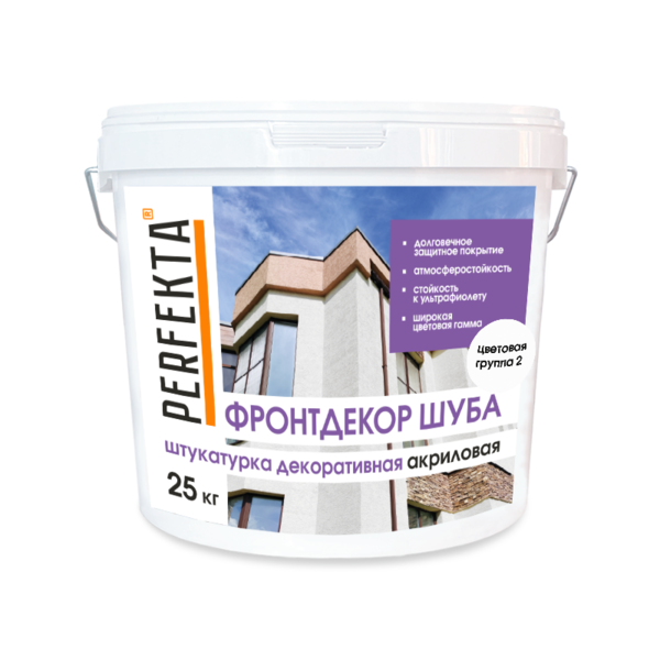Штукатурка декоративная акриловая PERFEKTA, Фронтдекор Шуба цветовая группа 2, 25 кг
