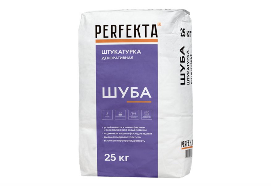Штукатурка декоративная цементная PERFEKTA, Шуба 1 мм, 25 кг