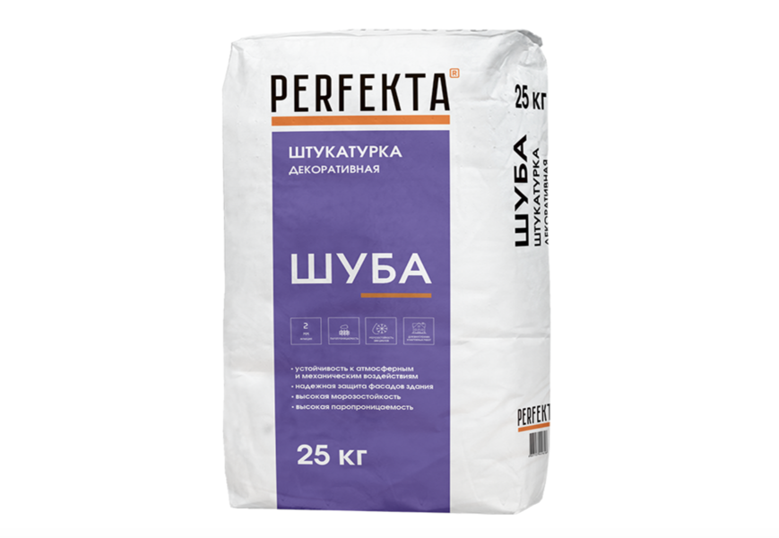 Штукатурка декоративная цементная PERFEKTA, Шуба 2 мм, 25 кг
