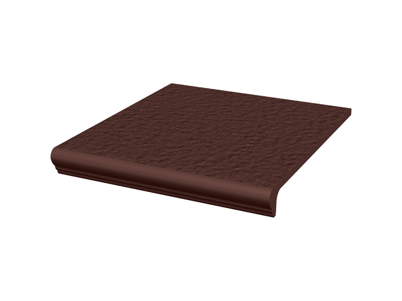 Ступень фронтальная клинкерная с капиносом Ceramika Paradyz, NATURAL BROWN KAPINOS STOPNICA PROSTA DURO, 30х33 см